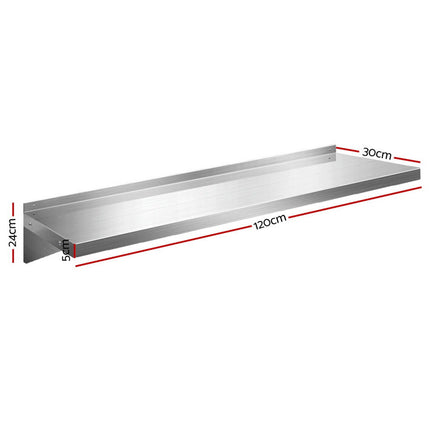 Cefito 1200mm Stainless Steel Kitchen Wall Shelf Mounted Rack 2