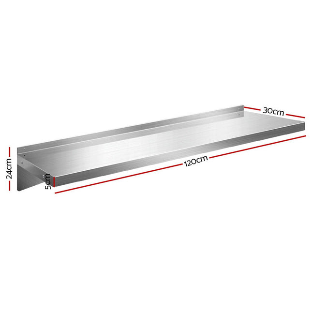 Cefito 1200mm Stainless Steel Kitchen Wall Shelf Mounted Rack 2