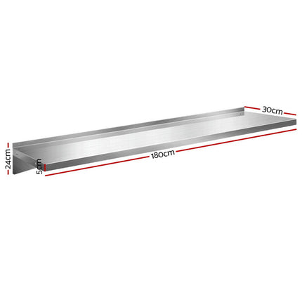 Cefito 1800mm Stainless Steel Kitchen Wall Shelf Mounted Rack 2