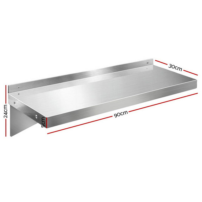 Cefito 900mm Stainless Steel Kitchen Wall Shelf Mounted Rack 2