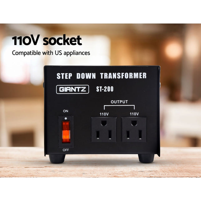 Giantz Step Down Transformer 200W 240V TO 110V Stepdown Voltage Converter AU-US 2