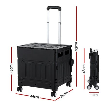 Emajin Shopping Trolley Cart 75L Foldable Black 2