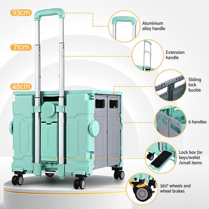Emajin Shopping Trolley Cart 75L Foldable Green 6