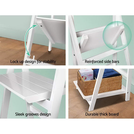 Artiss Bookshelf Corner Shelf 3 Tiers - ZANE White 4