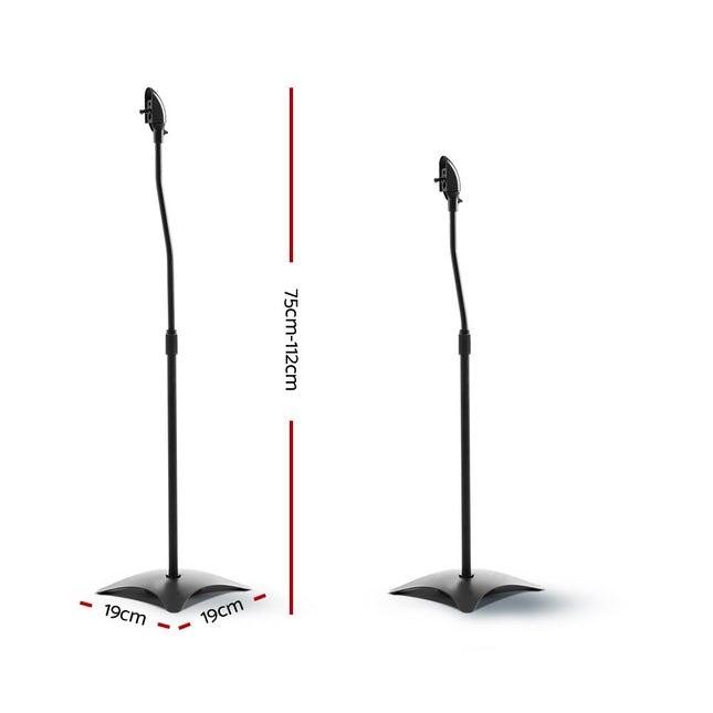 Alpha Speaker Stand 75-112cm Adjustable Height Surround Sound Studio Home 2pcs 2