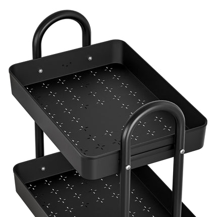 Artiss Storage Trolley Kitchen Cart 3 Tiers Rack Shelf Organiser Wheels Black 3