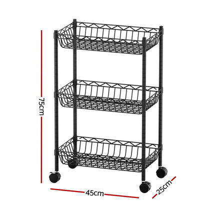 Artiss 3-Tier Shelving Unit Adjustable Garage Storage Kitchen Rack With Wheels 3