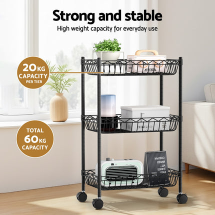 Artiss 3-Tier Shelving Unit Adjustable Garage Storage Kitchen Rack With Wheels 6