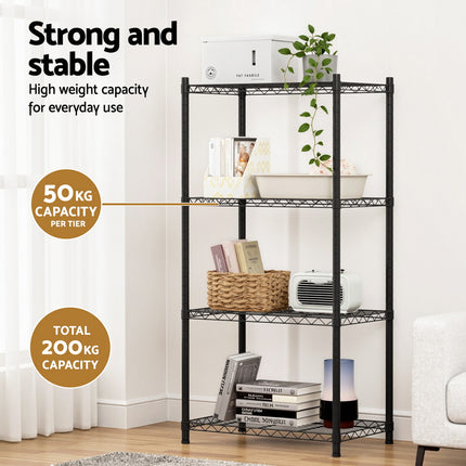 Artiss 4-Tier Shelving Unit Adjustable Garage Storage Shelves Kitchen Rack Steel 6