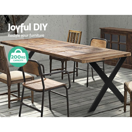 Artiss Metal Table Legs DIY X-shaped 71X60CM Set of 2 5