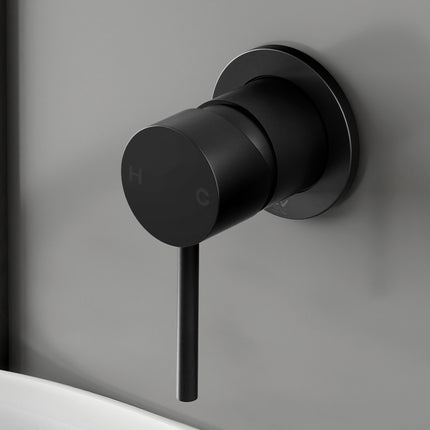 Cefito Basin Mixer Wall Tap Round Brass Faucet Shower Bathtub Black 8