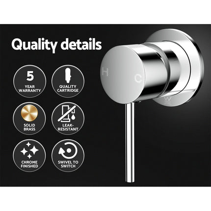 Cefito Basin Mixer Wall Tap Round Brass Faucet Shower Bathtub Chrome 5