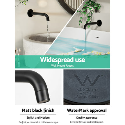 Cefito Bathroom Mixer Spout Wall Bath Tap Round Shower Bathtub Black 7