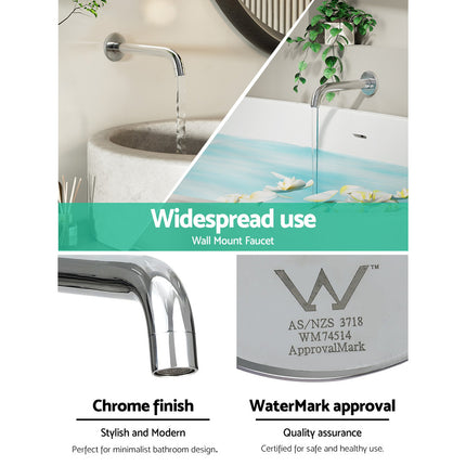 Cefito Bathroom Mixer Spout Wall Bath Tap Round Shower Bathtub Chrome 7