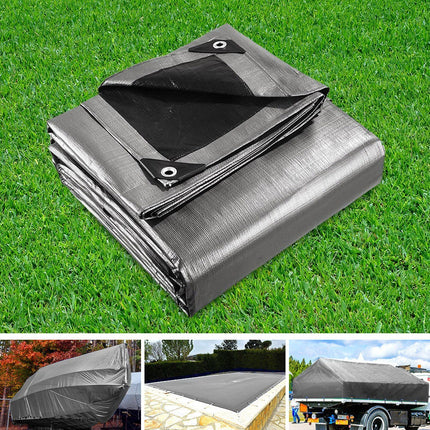Instahut Tarp Tarpaulin 3.6x6m Canvas Camping Heavy Duty Sun Cover 7