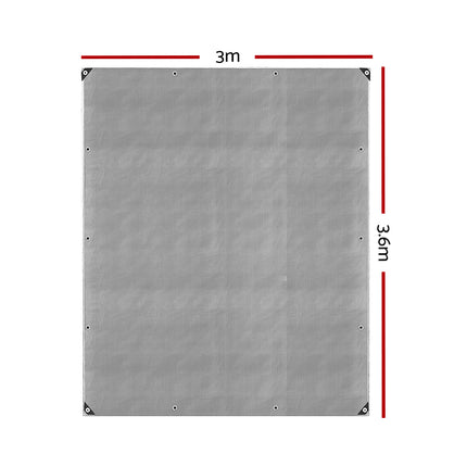 Instahut Tarp Tarpaulin 3x3.6m Canvas Camping Heavy Duty Sun Cover 2