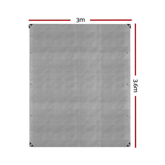Instahut Tarp Tarpaulin 3x3.6m Canvas Camping Heavy Duty Sun Cover 2