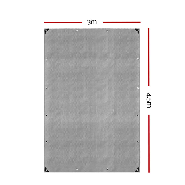 Instahut Tarp Tarpaulin 3x4.5m Canvas Camping Heavy Duty Sun Cover 2