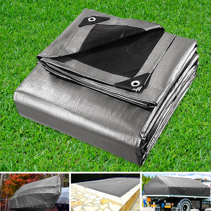 Instahut Tarp Tarpaulin 6x7.3m Canvas Camping Heavy Duty Sun Cover 8