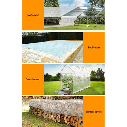 Instahut Tarp Tarpaulin 5x6m Canvas Heavy Duty Camping Cover Clear 6