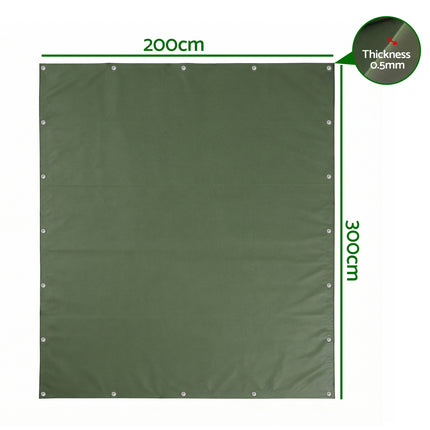 Instahut 2x3m Tarp Tarpaulin 600GSM Camping Canvas Heavy Duty Water Resistant 2