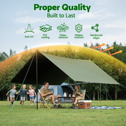Instahut 2x3m Tarp Tarpaulin 600GSM Camping Canvas Heavy Duty Water Resistant 4