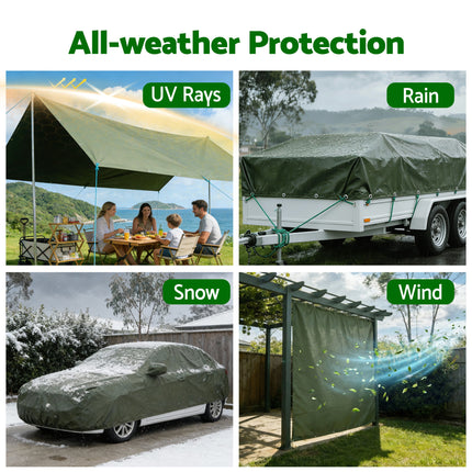 Instahut 2x3m Tarp Tarpaulin 600GSM Camping Canvas Heavy Duty Water Resistant 6