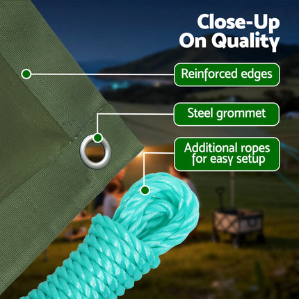 Instahut 2x3m Tarp Tarpaulin 600GSM Camping Canvas Heavy Duty Water Resistant 7