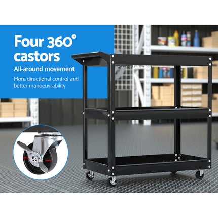 Giantz 3-Tier Tool Cart Trolley Workshop Garage Storage Organizer Black 7