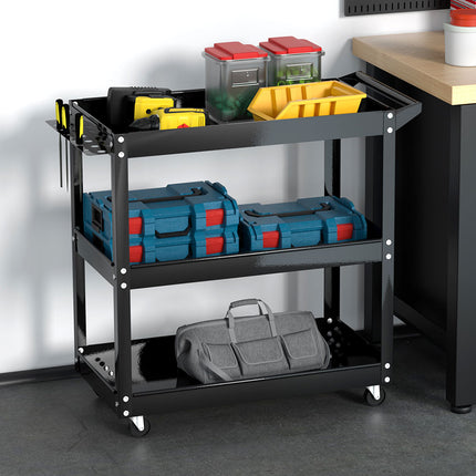 Giantz 3-Tier Tool Cart Trolley Workshop Garage Storage Organizer Black 8