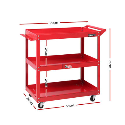 Giantz 3-Tier Tool Cart Trolley Workshop Garage Storage Organizer Red 2