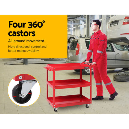 Giantz 3-Tier Tool Cart Trolley Workshop Garage Storage Organizer Red 4