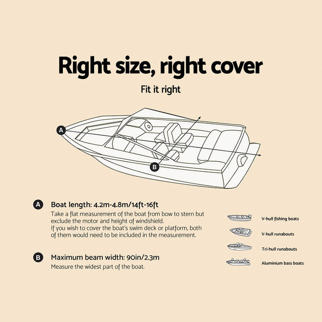 Seamanship 14- 16ft Boat Cover Trailerable Marine Grade 600D 2