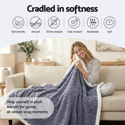Giselle 152x203cm Throw Blanket Double-Sided Fleece Lightweight For Sofa Couch Bed Queen 5