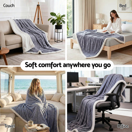 Giselle 152x203cm Throw Blanket Double-Sided Fleece Lightweight For Sofa Couch Bed Queen 6