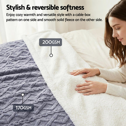 Giselle 152x203cm Throw Blanket Double-Sided Fleece Lightweight For Sofa Couch Bed Queen 7