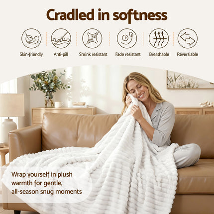 Giselle 127x152cm Throw Blanket Fleece Soft Lightweight Cozy Sofa Couch Bed Throw 5