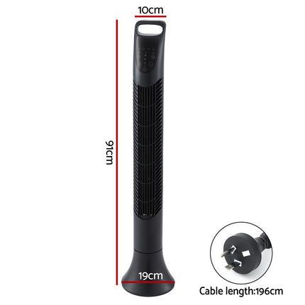 Devanti Tower Fan Oscillating 3 Speeds with Remote 91cm 2