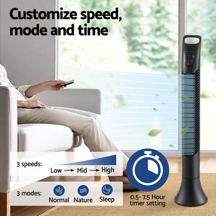 Devanti Tower Fan Oscillating 3 Speeds with Remote 91cm 4