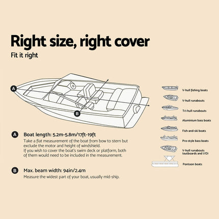 Seamanship 17-19ft Boat Cover Trailerable Jumbo 600D Marine Heavy Duty 2