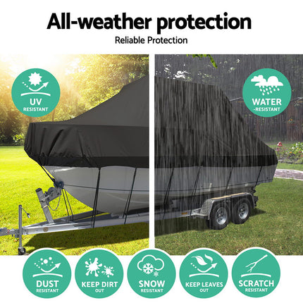 Seamanship Boat Cover 19-21ft Trailerable Jumbo Marine Grade Heavy Duty Black 4