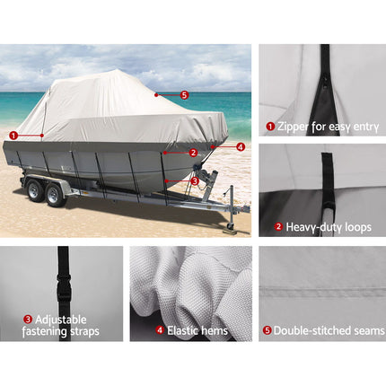 Seamanship Boat Cover 23-25ft Trailerable Jumbo Marine 600D Heavy Duty Grey 5