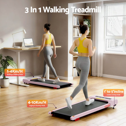 Everfit Treadmill Electric Walking Pad Incline Under Desk Home Gym 380mm Pink 4
