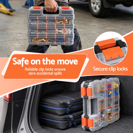 Giantz Double Sided Tool Box Organizer with 34 Compartment Small Parts Storage 7