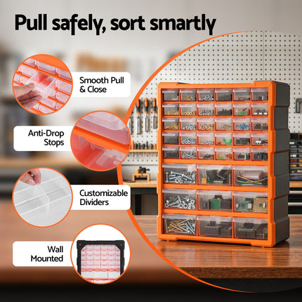 Giantz 39-Drawer Tool Storage Cabinet Anti-Drop Hardware Organizer 5