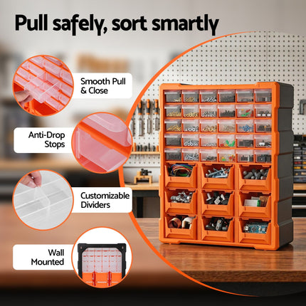 Giantz Tool Organizer 39-Drawer Hardware Cabinet Screw Storage Box Anti-Drop 5
