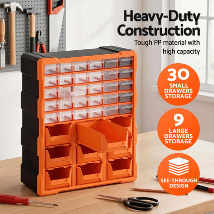 Giantz Tool Organizer 39-Drawer Hardware Cabinet Screw Storage Box Anti-Drop 6