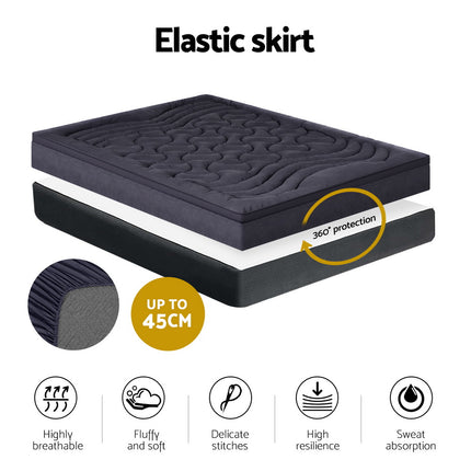 Giselle Bedding 3-Zone Pillowtop Mattress Topper 1000GSM for Back Pain Relief Washable with 45cm Deep Pocket King 5