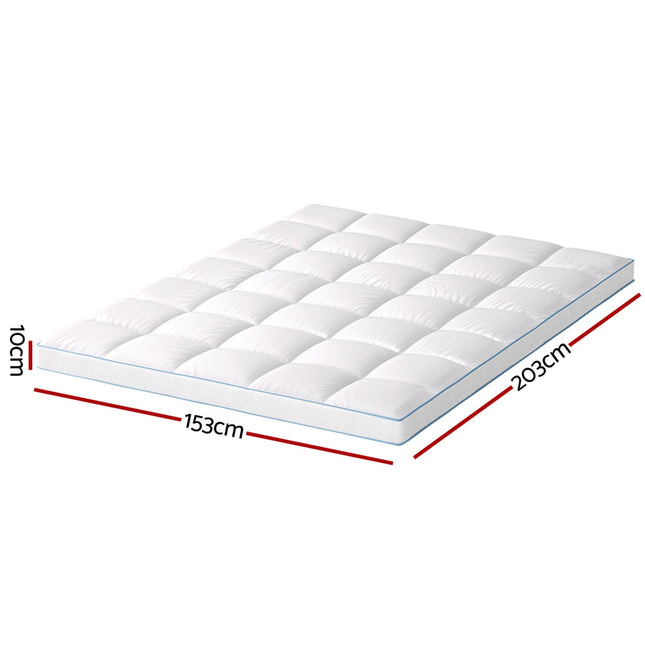 Giselle Bedding 1500GSM Bamboo Pillowtop Mattress Topper 10cm Thick Pad for Back Pain Relief, High Loft Cooling Underlay for Dorm & Guest Bed, 45cm Deep Pocket Queen 2