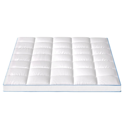 Giselle Bedding 1500GSM Bamboo Pillowtop Mattress Topper 10cm Thick Pad for Back Pain Relief, High Loft Cooling Underlay for Dorm & Guest Bed, 45cm Deep Pocket Queen 3